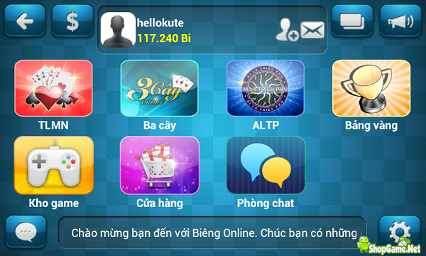 Biêng Online - Mạng xã hội đánh bài online